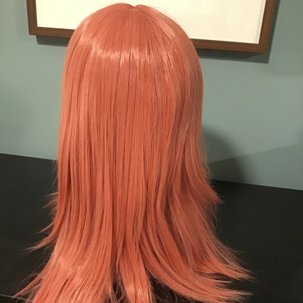 Peach pink synthetic wig